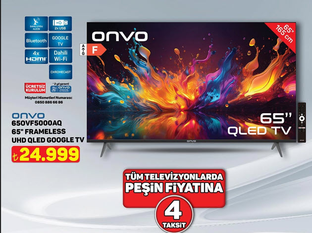 Onvo 65OVF5000AQ 65" Frameless UHD QLED Google TV İncelemesi