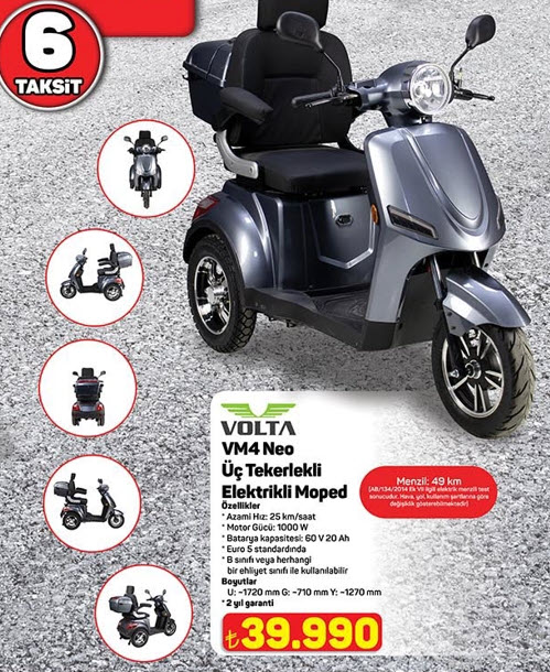 Volta VM4 Neo Üç Tekerlekli Elektrikli Moped: Herkes İçin Güvenli Sürüş