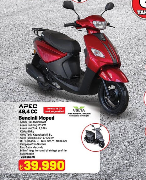 APEC 49.4 CC Benzinli Moped: Ekonomik ve Pratik