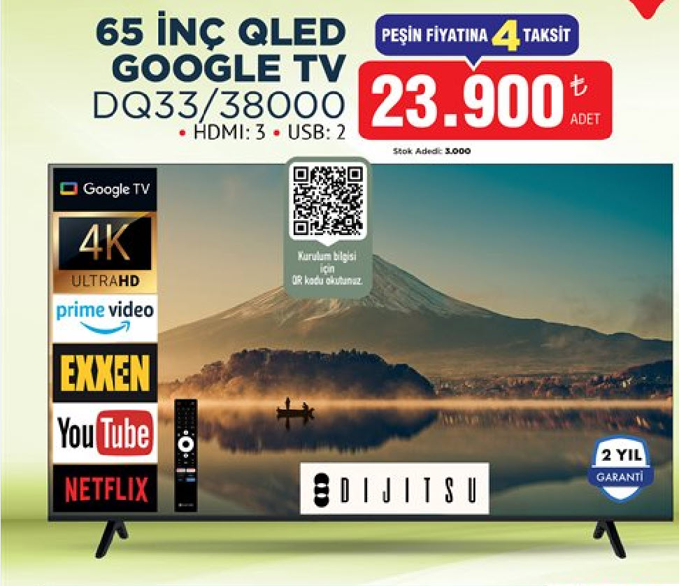 Dijitsu 65 İnç QLED Google TV (DQ33/38000) İncelemesi