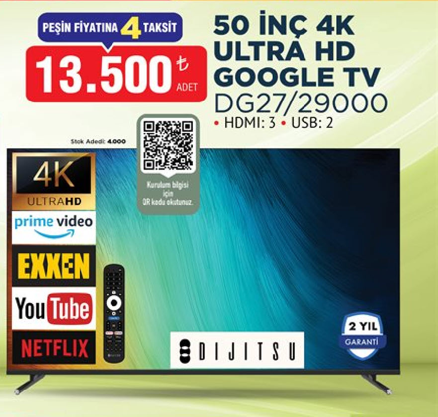Dijitsu 50 İnç 4K Ultra HD Google TV (DG27/29000) İncelemesi