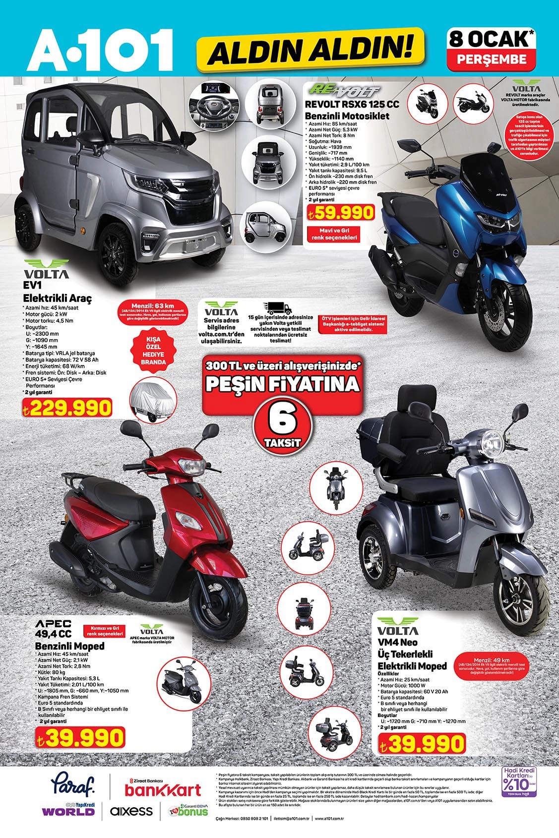 A101 8 Ocak 2026 Elektrikli Araç Kataloğu
