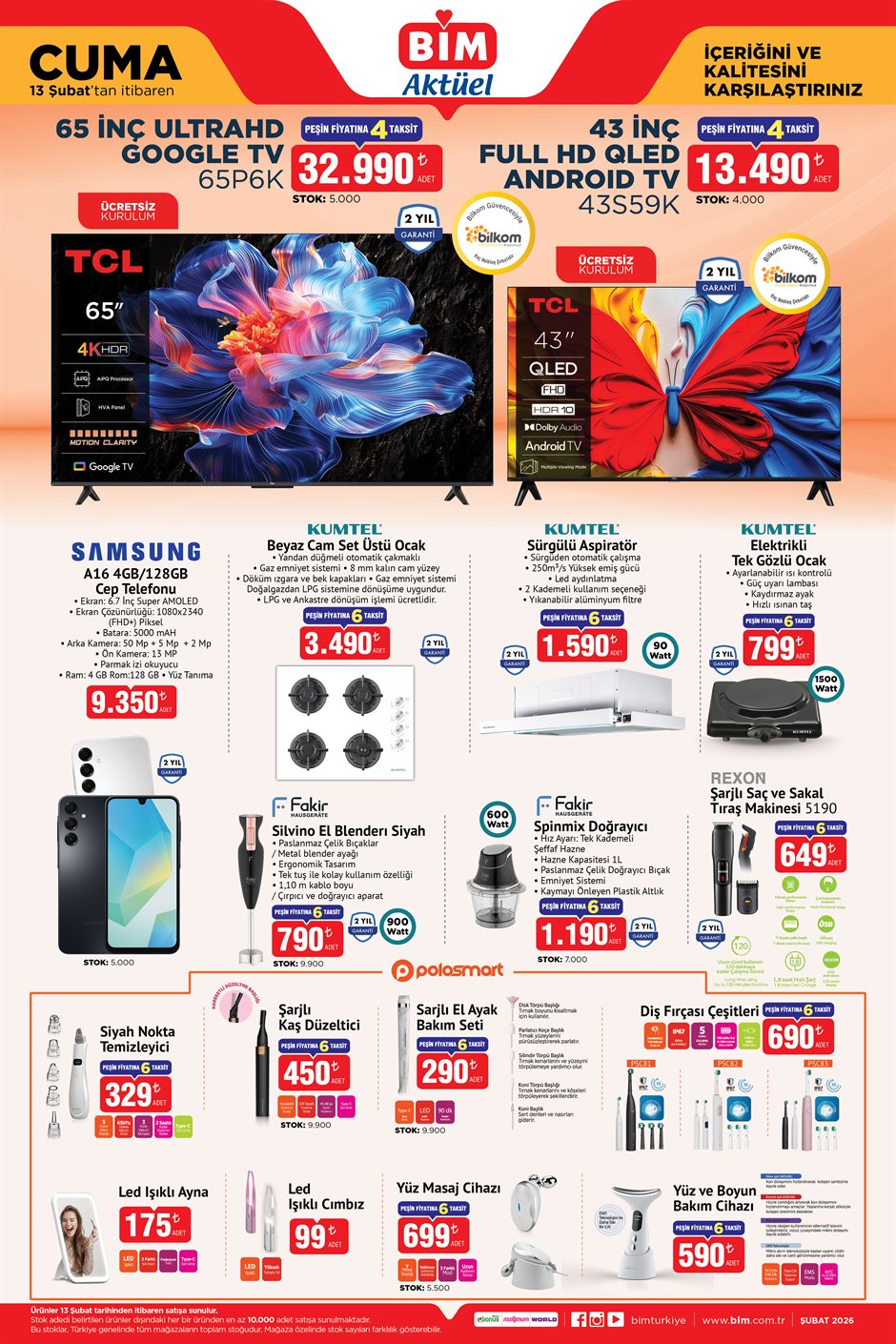 BİM 13 Şubat 2026 Aktüel Ürünler Kataloğu Yayınlandı: Elektronikten Mutfak Ürünlerine Büyük Fırsatlar