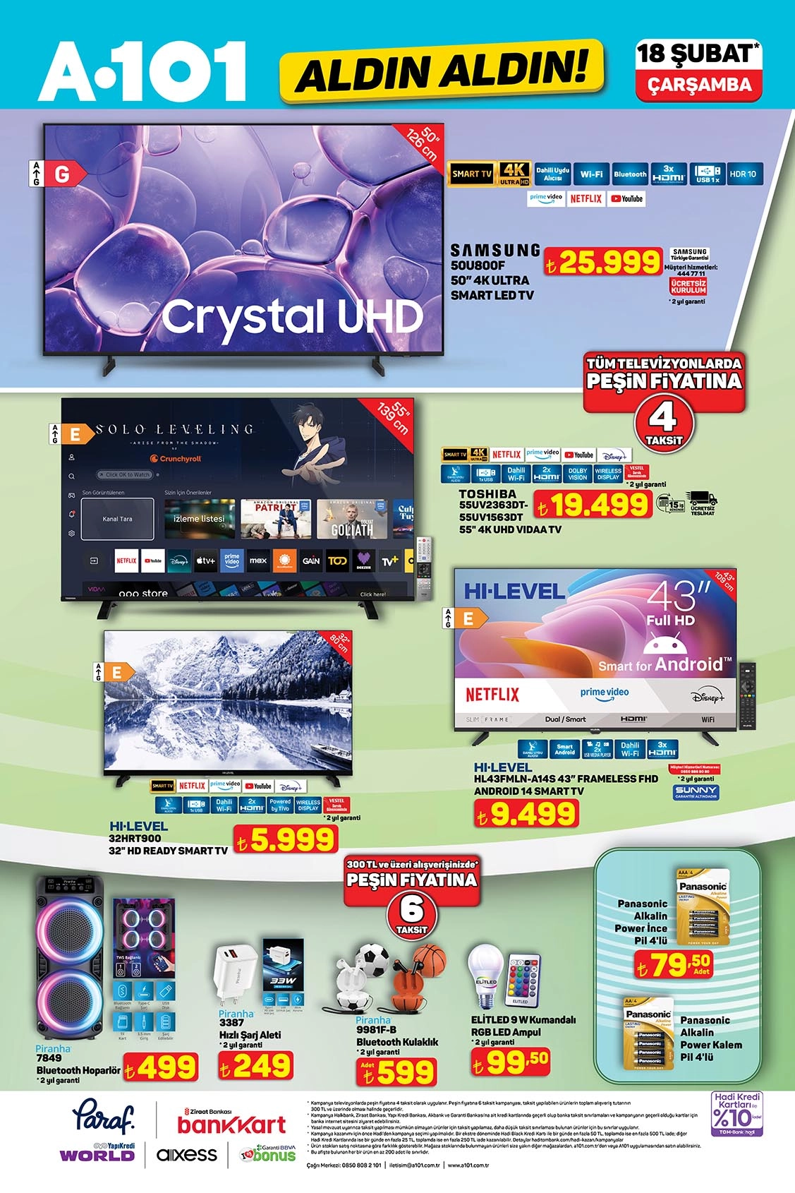 A101 18 Şubat Aldın Aldın Televizyon Kataloğu: Samsung, Toshiba ve Hi-Level Modeller Detaylı İnceleme