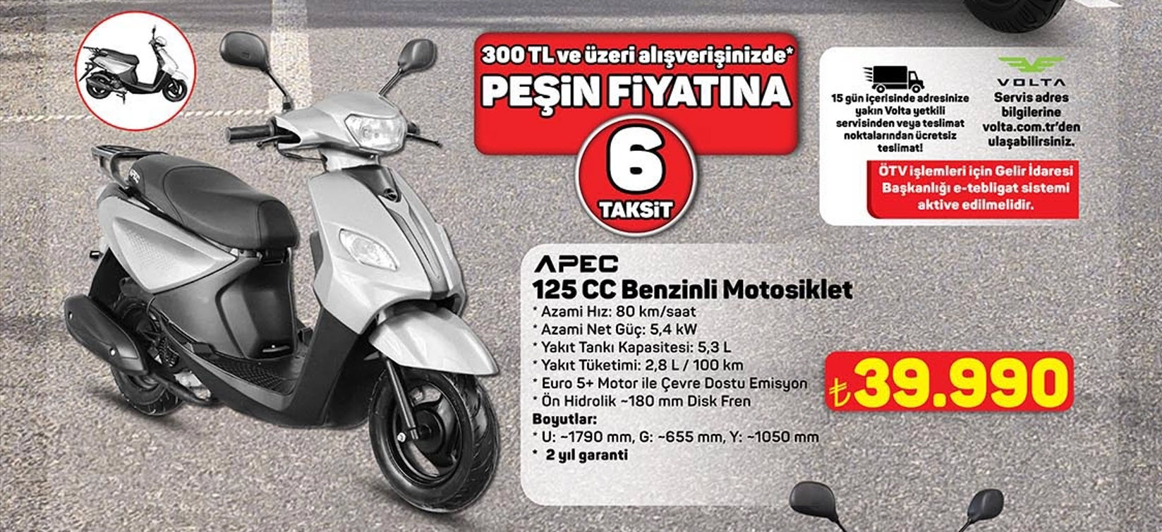 A101 5 Mart Aldın Aldın Motosiklet Kataloğu: APEC 125 CC Benzinli Motosiklet İncelemesi