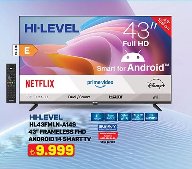 A101 Hi-Level 43" Android Smart TV – 9.999 TL