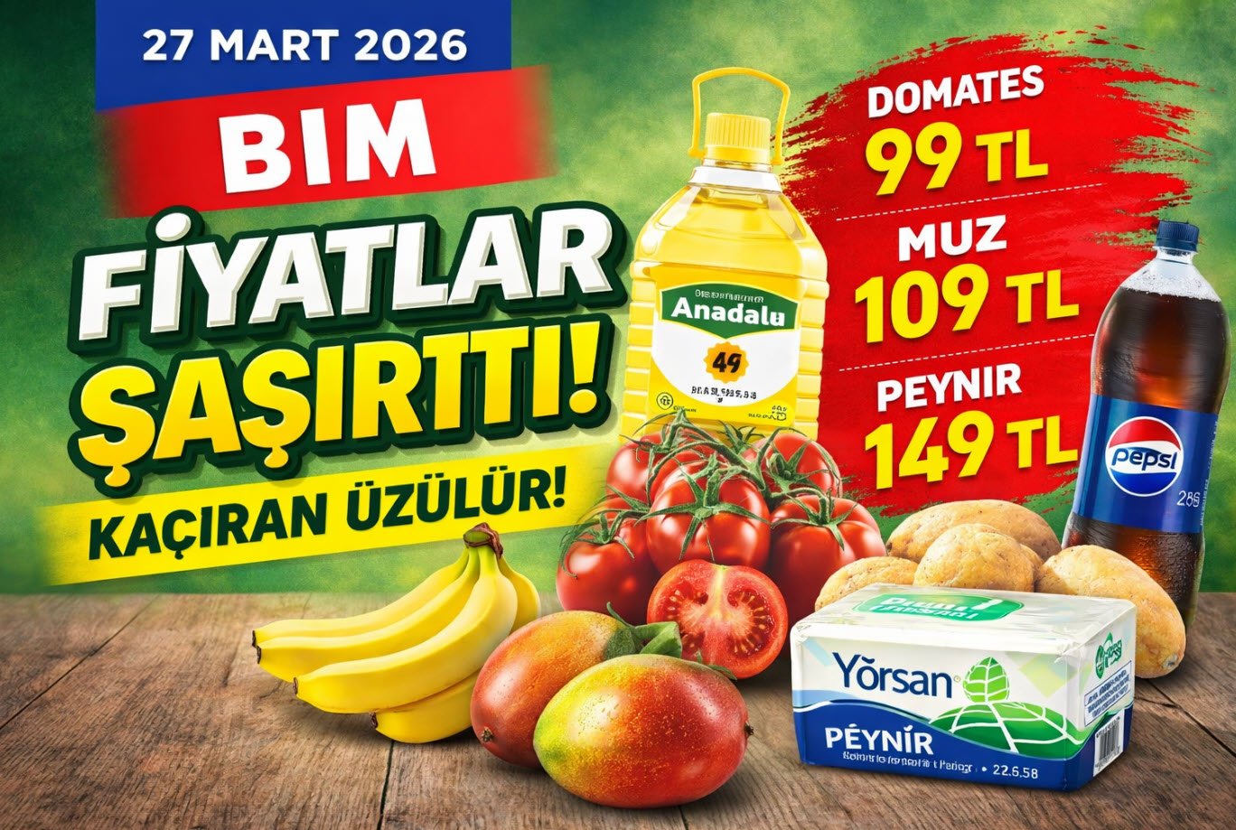 Bim 27 Mart 2026 Hafta Sonu Kataloğu Yayınlandı! BİM’de Fiyatlar Şaşırttı! 27 Mart Kataloğunda Domates, Muz, Peynir ve 4 Al 3 Öde Kampanyası