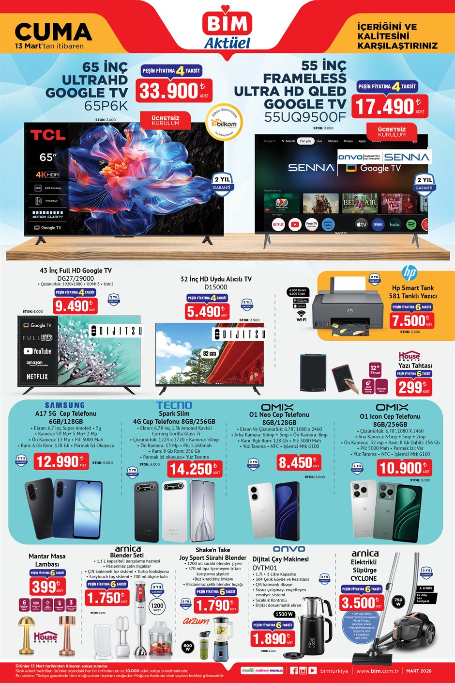 Bim 13 Mart 2026 Aktüel Ürünler Kataloğu: Fiyatlar ve Özellikler