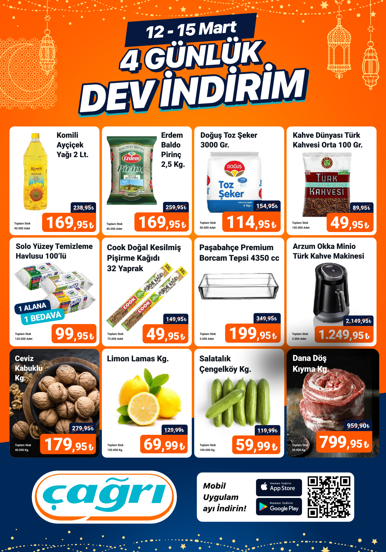Çağrı Market 12 Mart 2026 Kataloğu! Çağrı Market’ten 4 Günlük Dev Kampanya! Yağ, Pirinç, Şeker ve Kıyma Fiyatları Dikkat Çekiyor