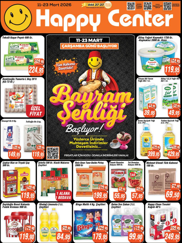 Happy Center 11 Mart 2026 Kataloğu! Happy Center Bayram Şenliği Kataloğu Yayınlandı! Et, Peynir ve Temizlik Ürünlerinde Kaçırılmayacak Fiyatlar