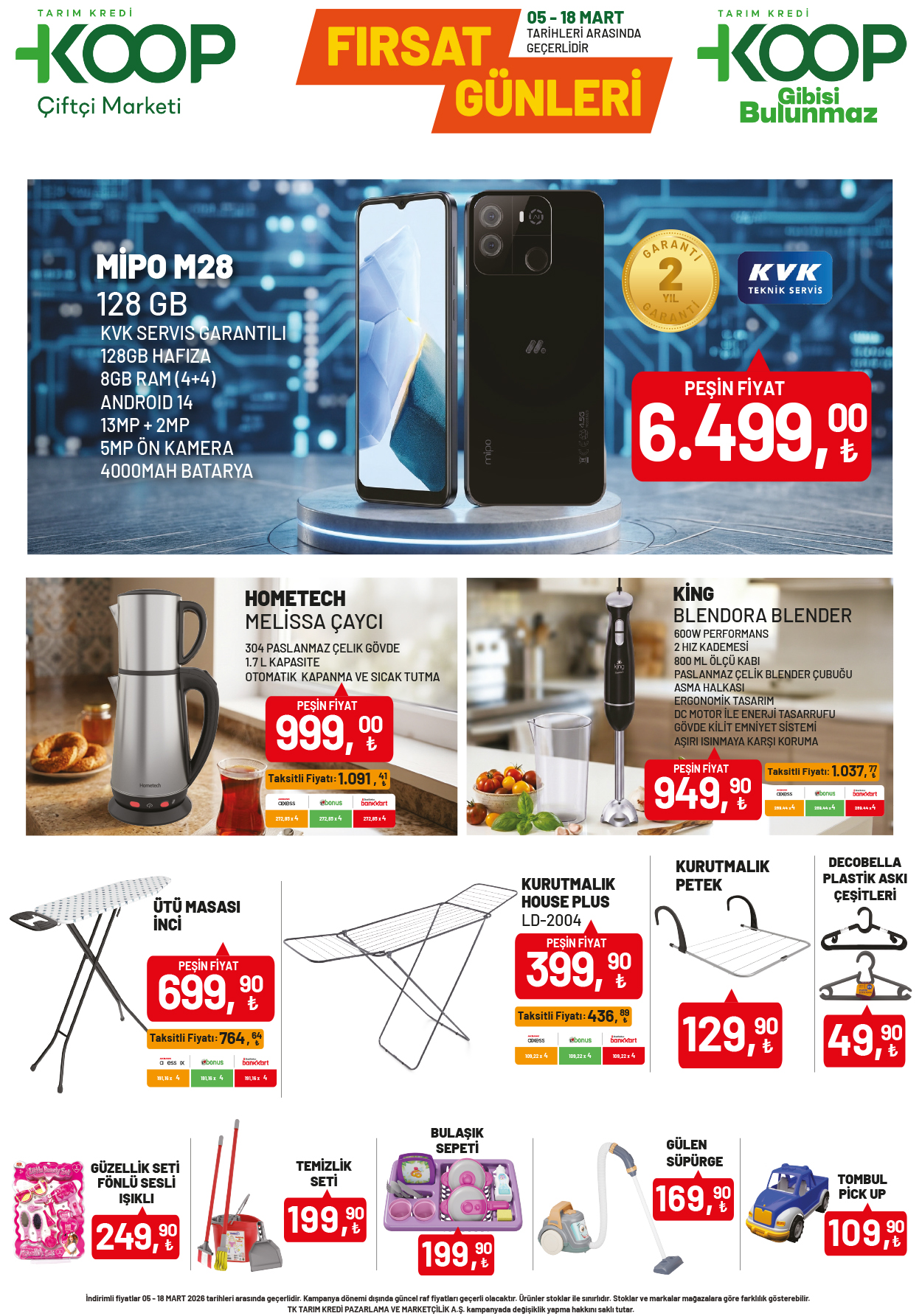 Tarım Kredi Market 5 Mart 2026 Aktüel Elektronik ve Ev Ürünleri