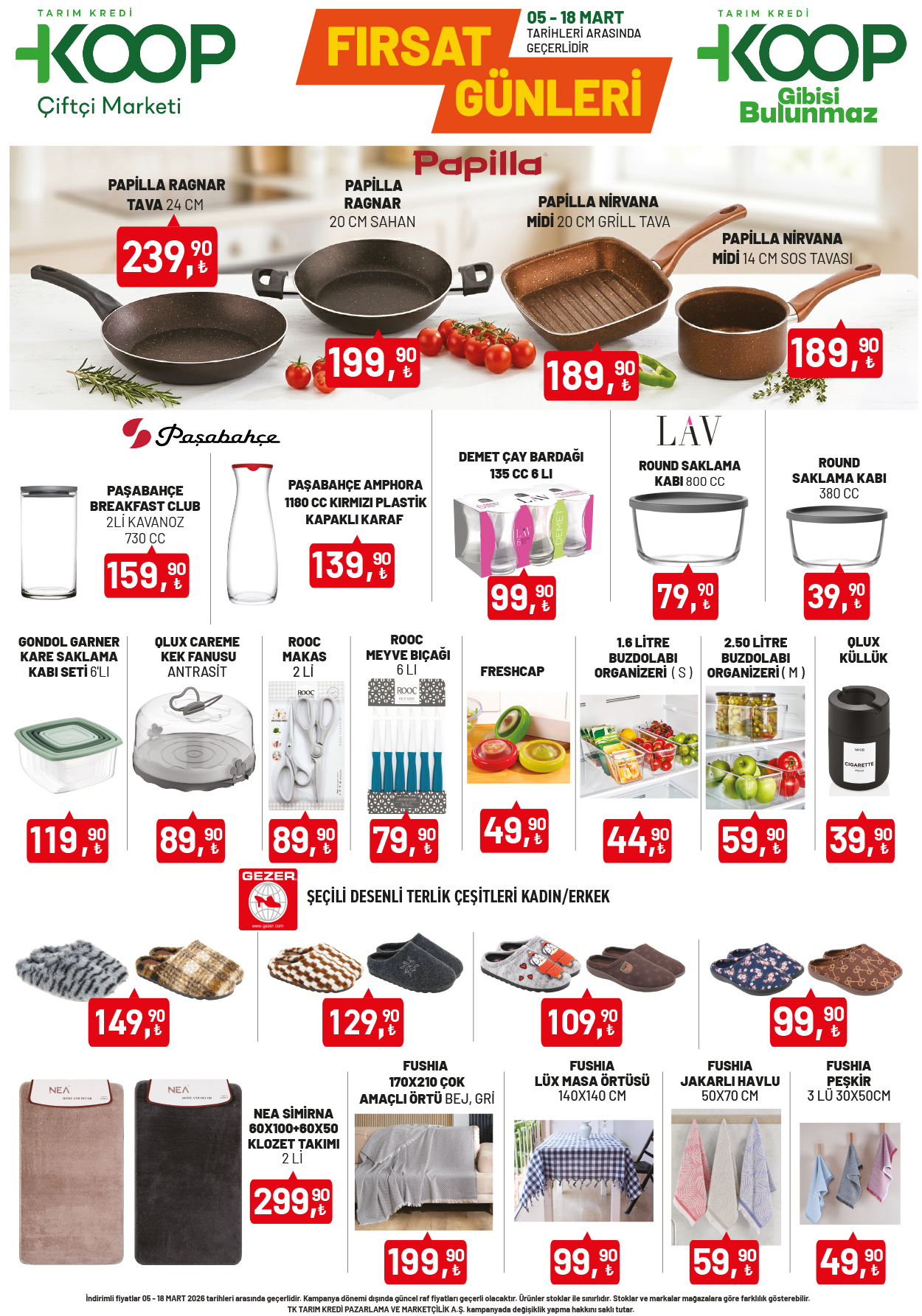 Tarım Kredi Market 5 Mart 2026 Aktüel Mutfak Ürünleri ve Ev Tekstili