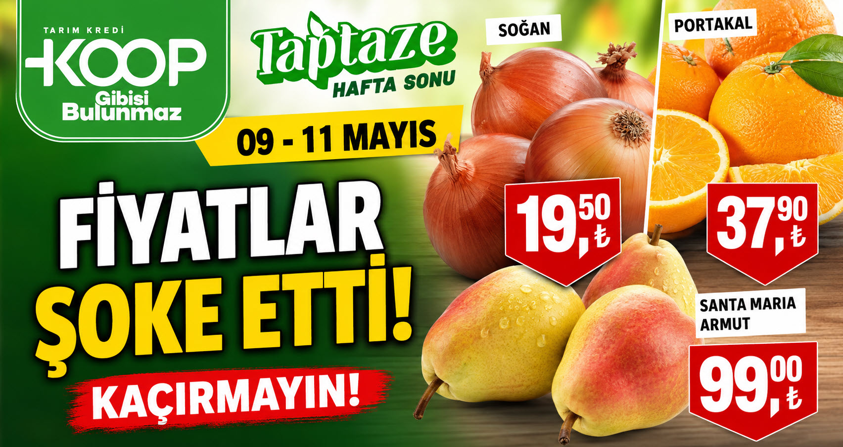 Tarım Kredi Market 9 Mayıs 2026 Kataloğu Yayınlandı! Tarım Kredi Market’te Fiyatlar Şoke Etti! Soğan 19,50 TL, Armut 99 TL Oldu