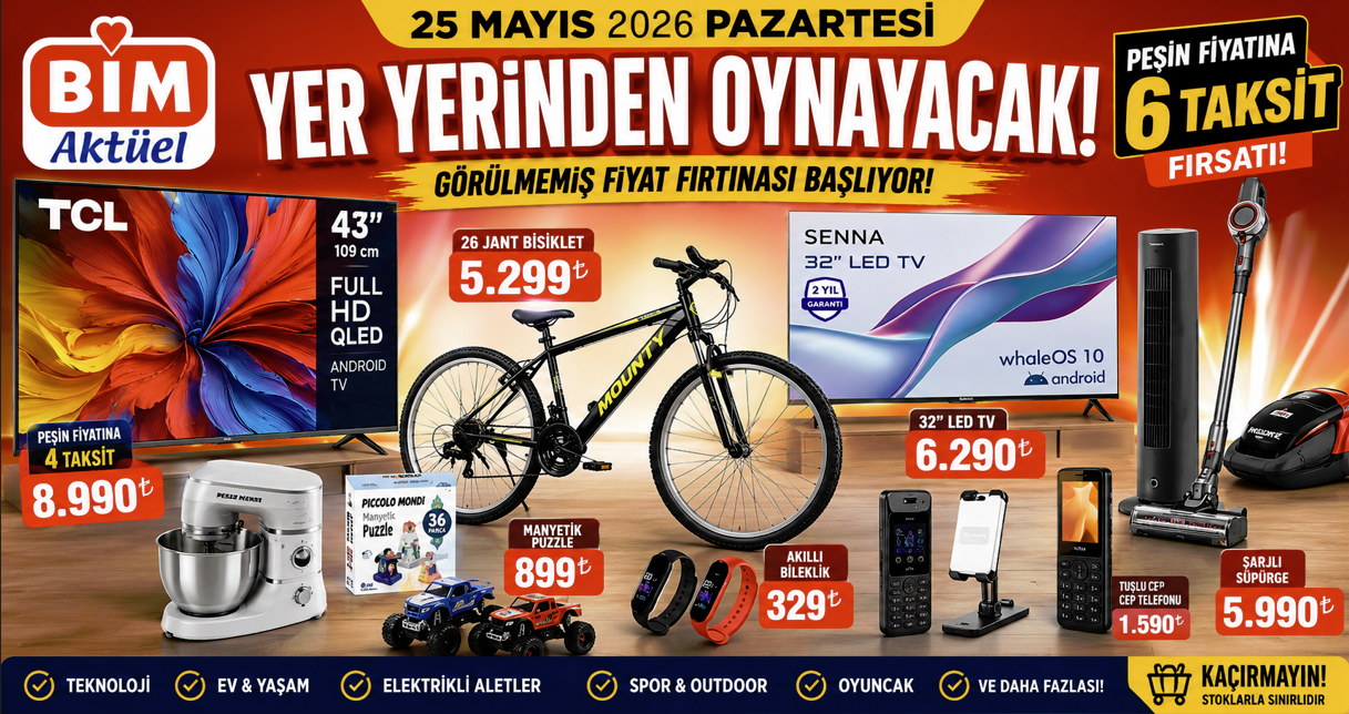 Bim 25 Mayıs 2026 Kataloğu Yayınlandı! BİM’de Bu Pazartesi Yer Yerinden Oynayacak! 25 Mayıs Kataloğunda Görülmemiş Fiyat Fırtınası Başlıyor!